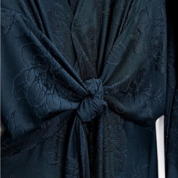 Zara Long Jacquard Dress Blue New - Picture 3 of 6